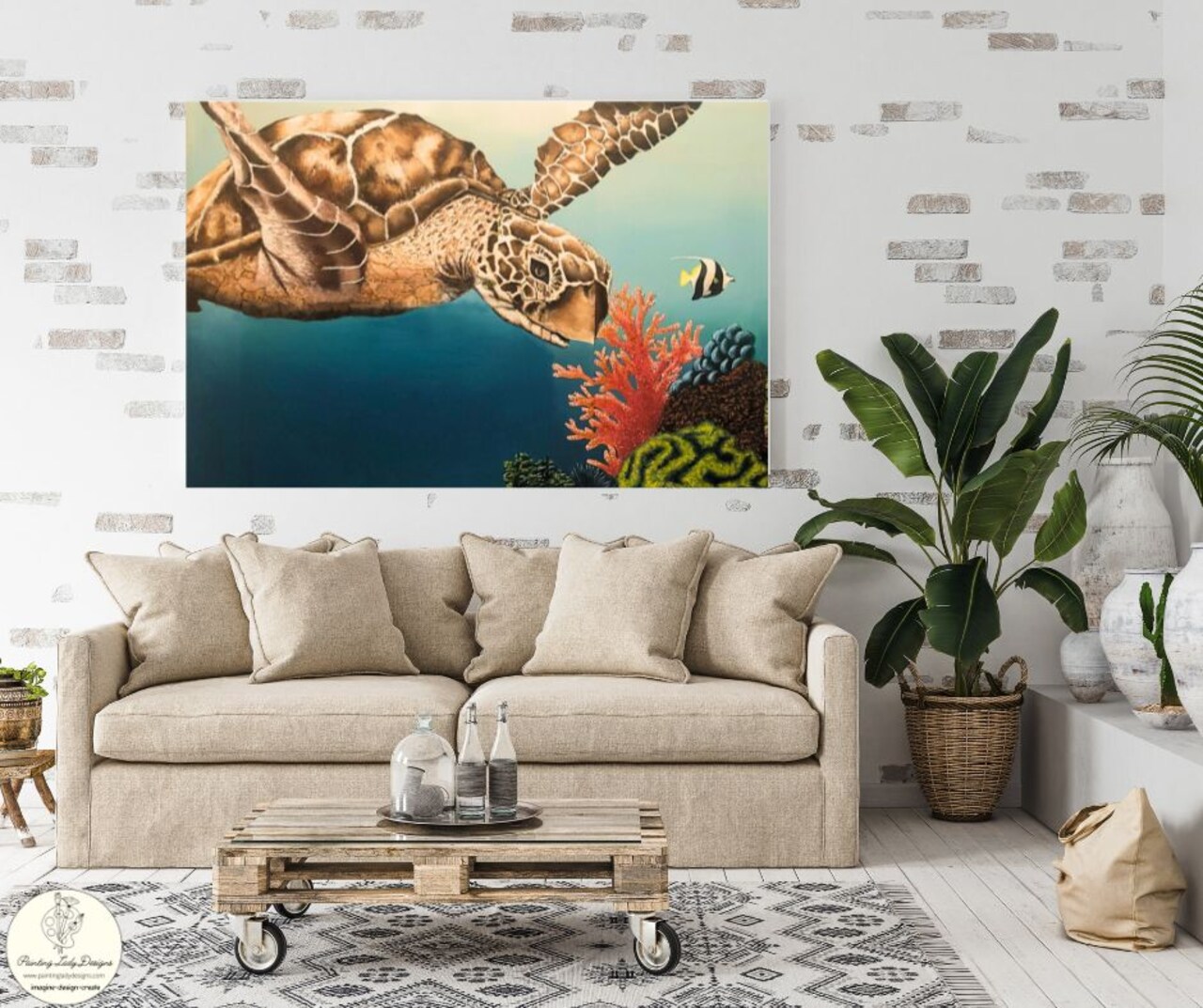 Into the Reef - Adorable Sea Turtle Art paper for Decoupage and Mixed Media